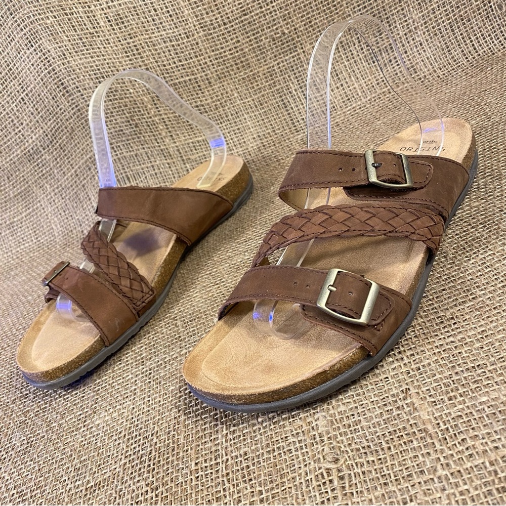 Earth Sandals Slide on Buckle Origins Brown Leather size 10 M